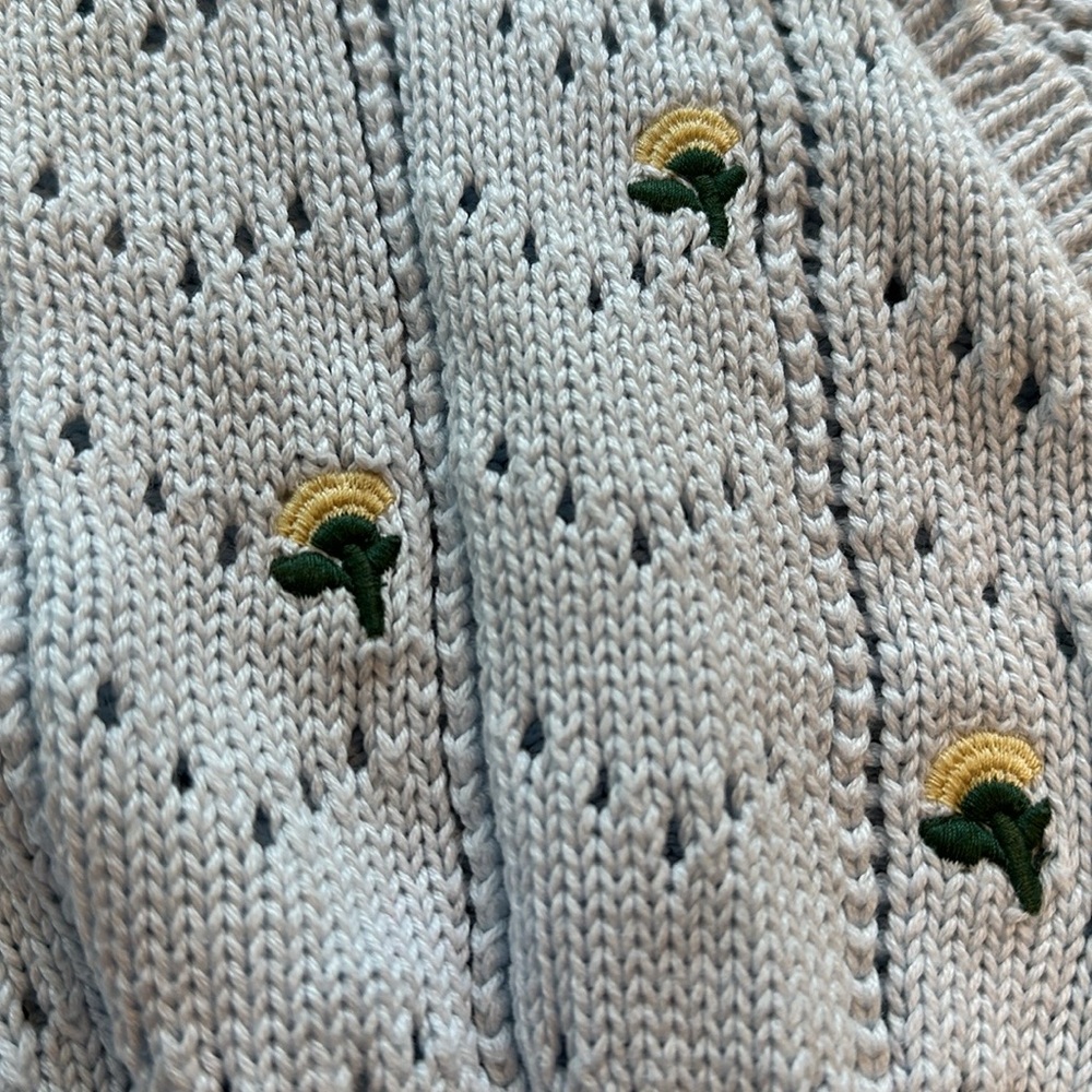 Wild fable cropped light blue dainty knit floral embroidered cardigan - Picture 4 of 13